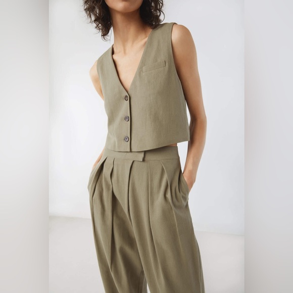 OAK + FORT Tops - Oak + Fort Linen Blend Suit Vest, Size XS